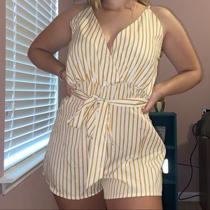 yellow and white striped romper